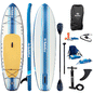 Soltice Watersports 10'6" Rambler Inflatable Stand-Up Paddleboard/Kayak 2-In-1 Kit w/Seat & Convertible Paddle - Blue